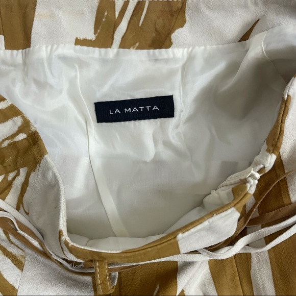 La Matta Italian Suede Tan Cream Asymmetrical Skirt - Picture 4 of 9